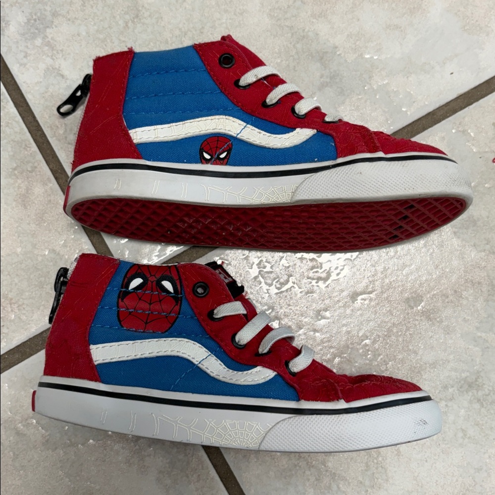 Vans Kids Red and Blue High-Top Sneakers - Picture 3 of 9